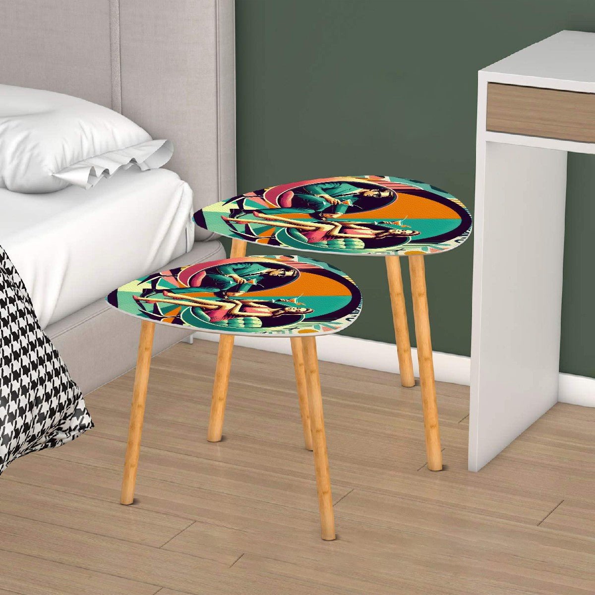 Kate McEnroe New York Kitschy Kitsch Mid Century Modern Nesting Tables, Retro Mod Atomic Lounge AccentNesting Tables1RPpdvzu2B