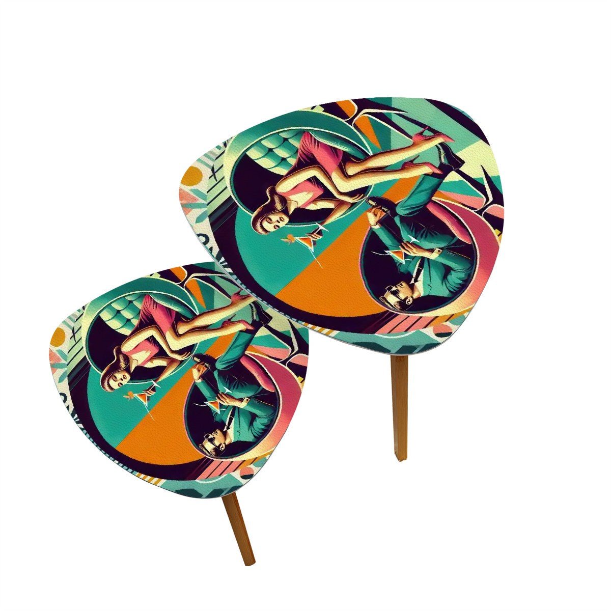 Kate McEnroe New York Kitschy Kitsch Mid Century Modern Nesting Tables, Retro Mod Atomic Lounge AccentNesting Tables1RPpdvzu2B