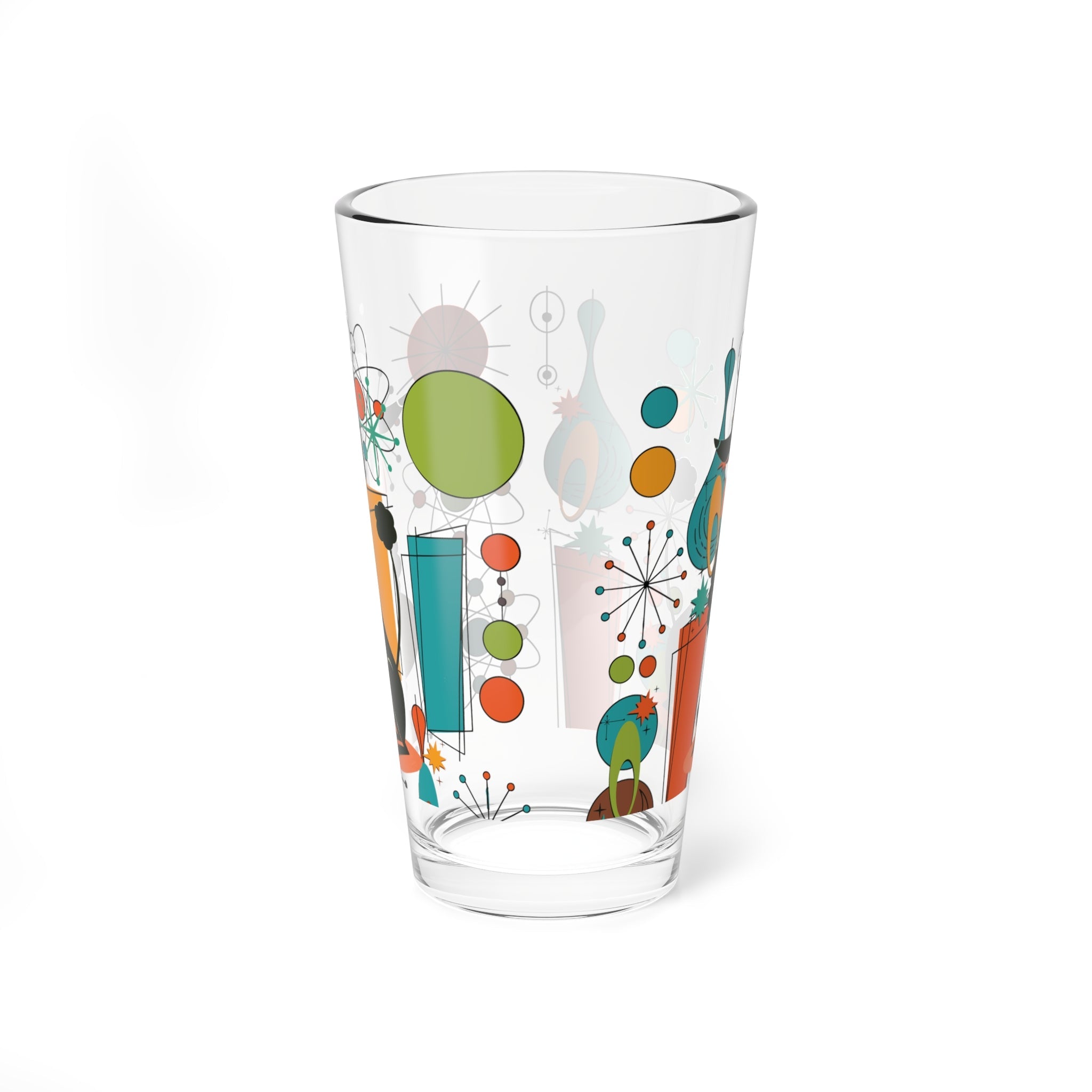 Kate McEnroe New York Kitschy Poodle Atomic Starburst Pint Glass, Mid Century Modern Mod Dog Barware, 50s Retro Cocktail Glass, MCM Orbit DrinkwarePint Glasses92250809554591021638