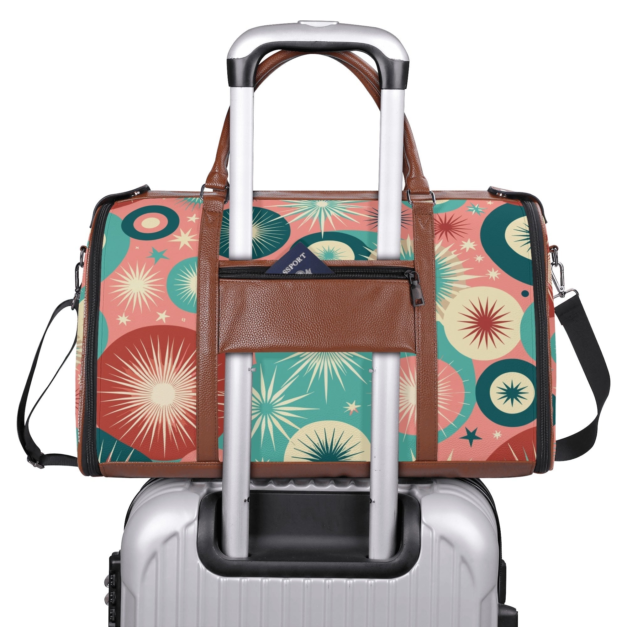 Kate McEnroe New York Kitschy Poodle Retro Mid Century Modern Weekender Bag, 50s Kitsch Atomic Starburst Travel DuffelDuffel BagsW1KV2LMN - 1