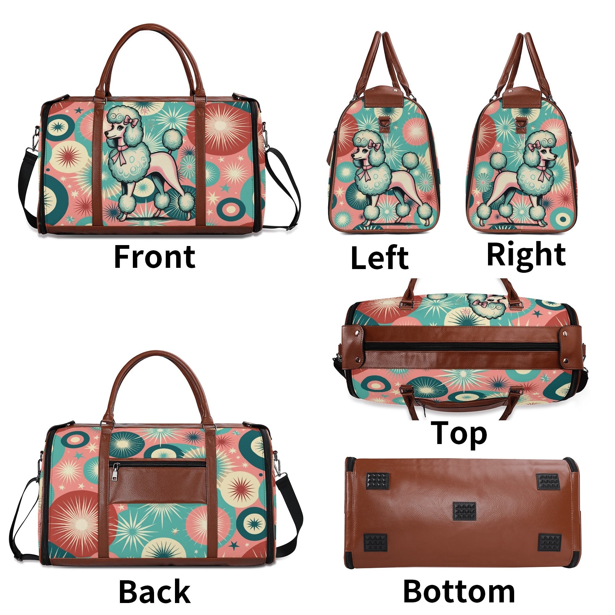 Kate McEnroe New York Kitschy Poodle Retro Mid Century Modern Weekender Bag, 50s Kitsch Atomic Starburst Travel DuffelDuffel BagsW1KV2LMN - 1