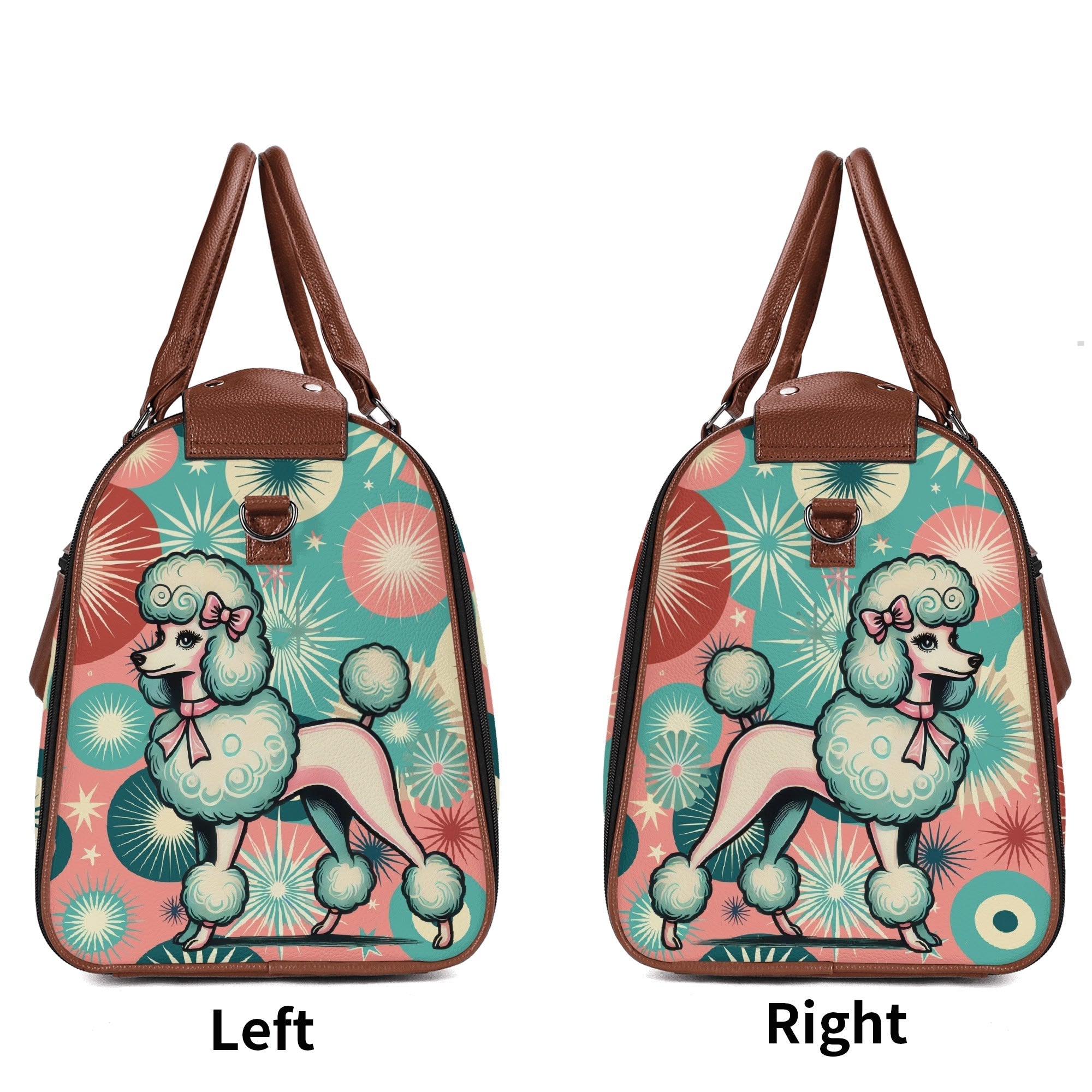 Kate McEnroe New York Kitschy Poodle Retro Mid Century Modern Weekender Bag, 50s Kitsch Atomic Starburst Travel DuffelDuffel BagsW1KV2LMN - 1