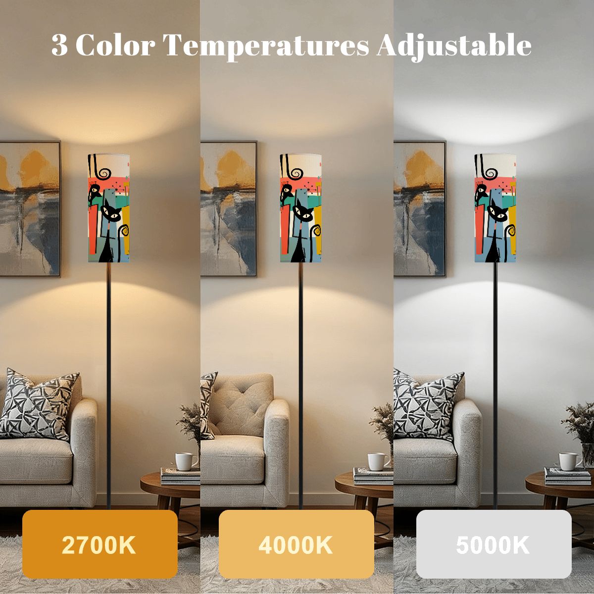 Kate McEnroe New York Kitschy Retro Atomic Cats Mid Century Modern Slim Floor LampSlim Floor LampsgpLHDXatC1