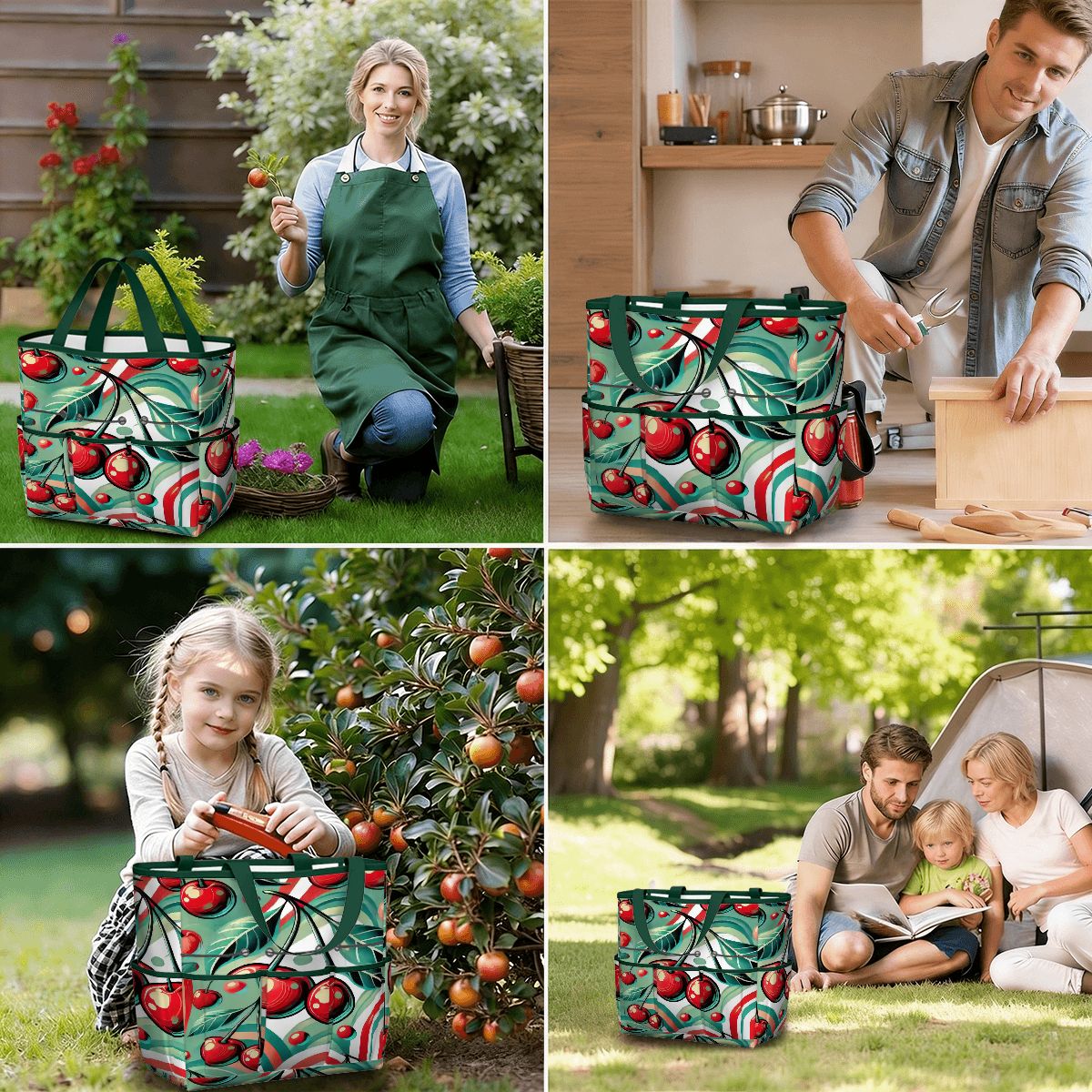 Kate McEnroe New York Kitschy Retro Cherry Mid Century Modern Garden Tool BagGarden Tool BagJWjFhHmiEm