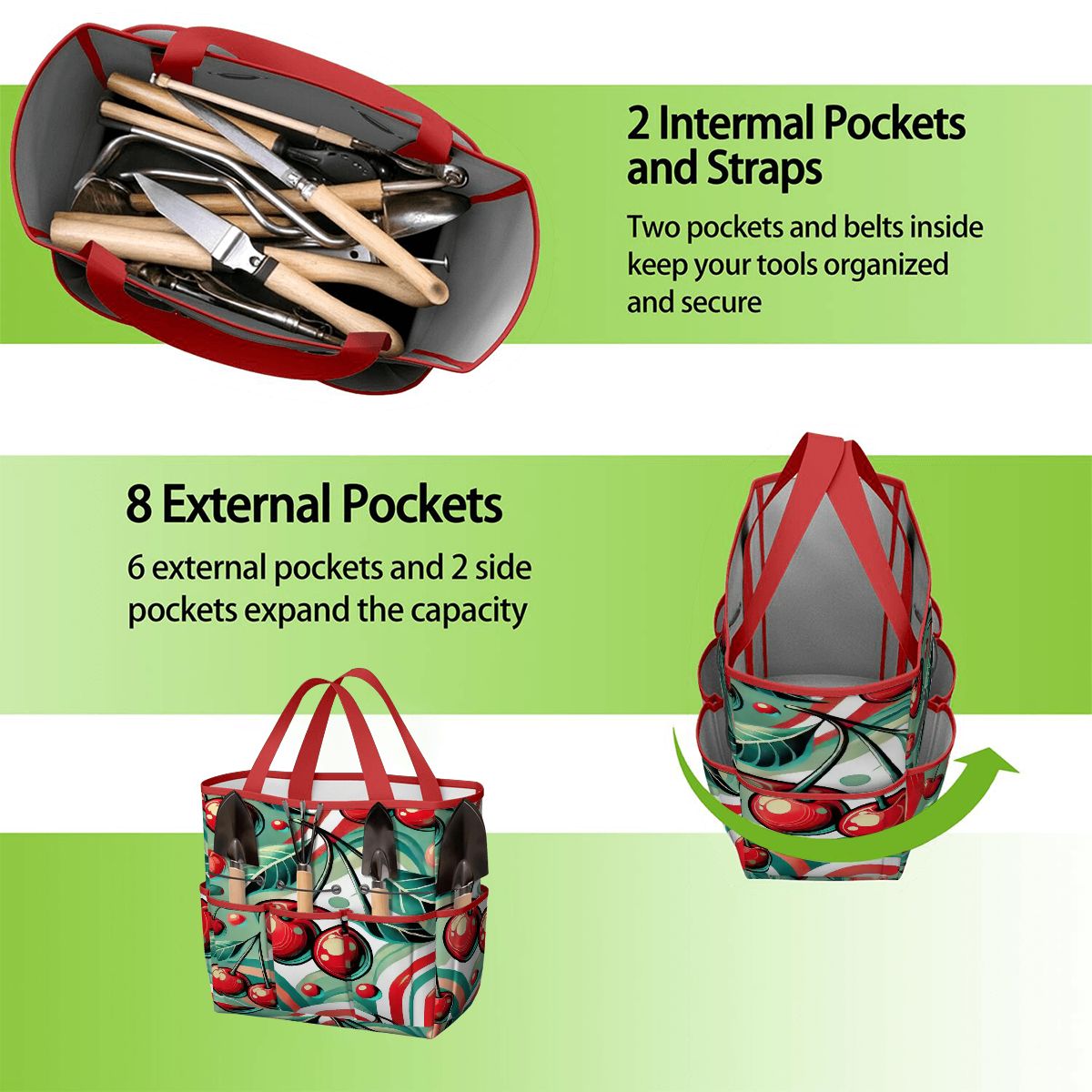 Kate McEnroe New York Kitschy Retro Cherry Mid Century Modern Garden Tool BagGarden Tool BagJWjFhHmiEm