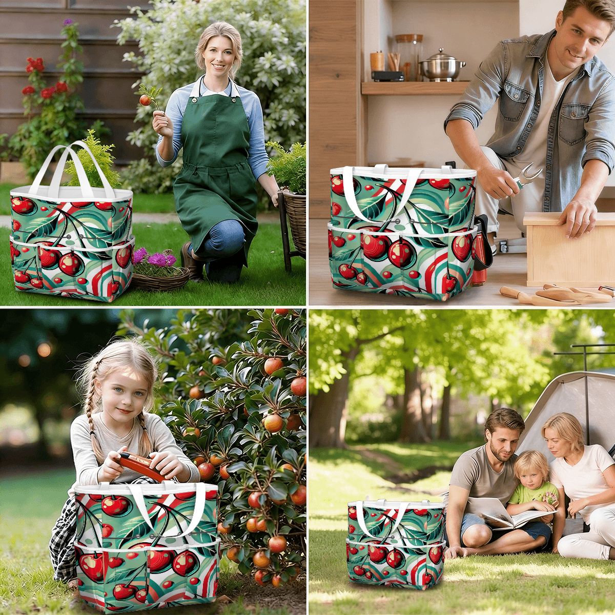 Kate McEnroe New York Kitschy Retro Cherry Mid Century Modern Garden Tool BagGarden Tool BagJWjFhHmiEm