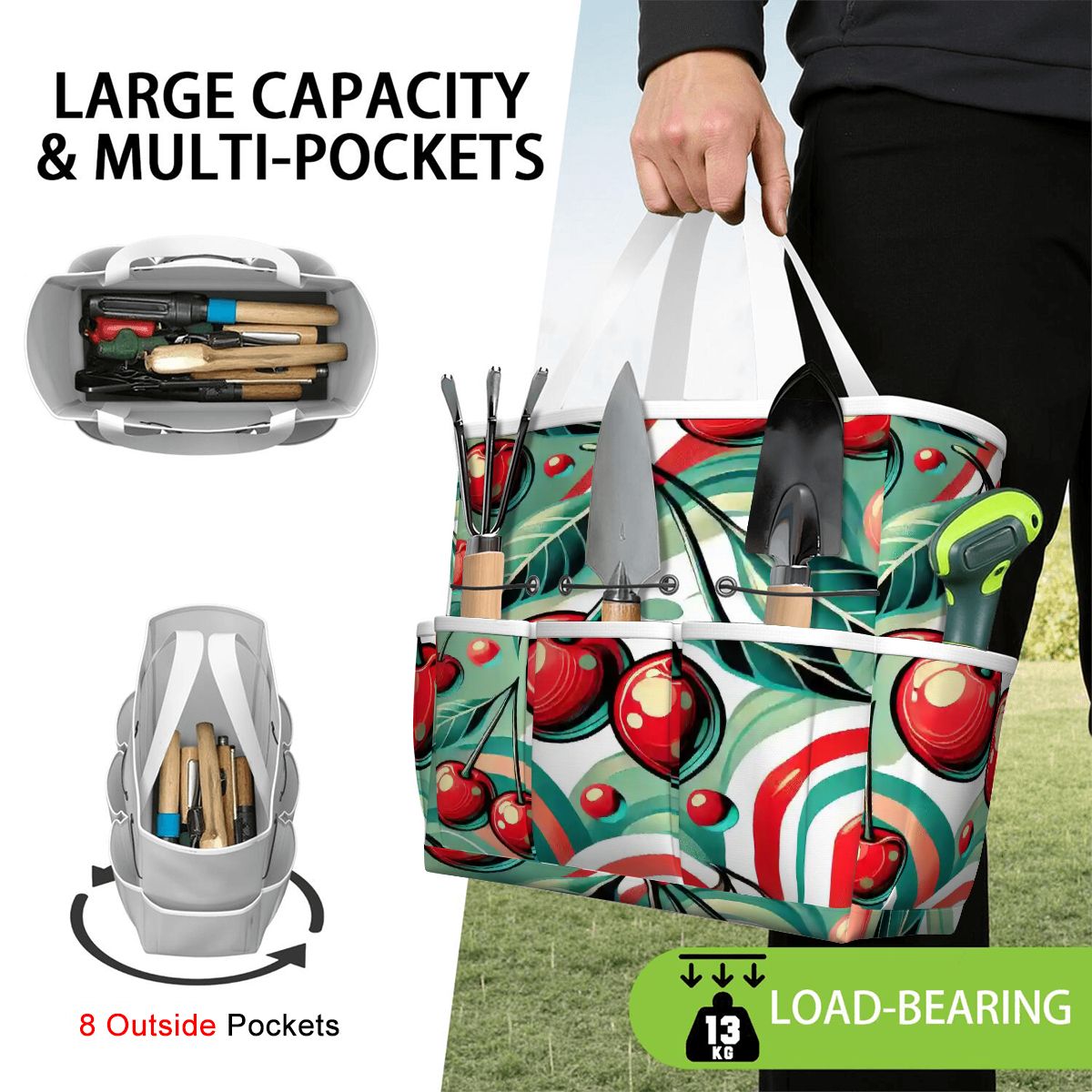 Kate McEnroe New York Kitschy Retro Cherry Mid Century Modern Garden Tool BagGarden Tool BagJWjFhHmiEm