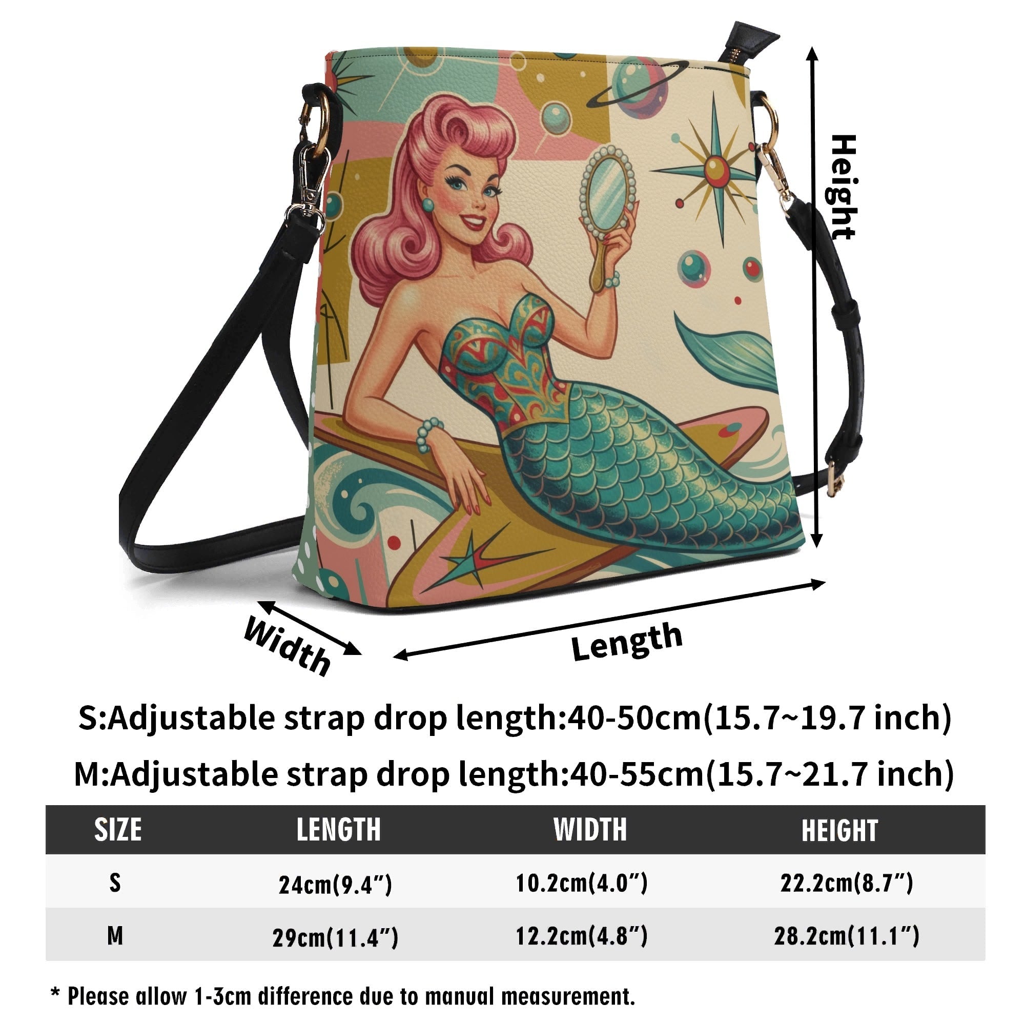 Kate McEnroe New York Kitschy Retro Mermaid Polka Dot Mid Century Modern Bucket BagHandbagsNVOZ6GPY-1