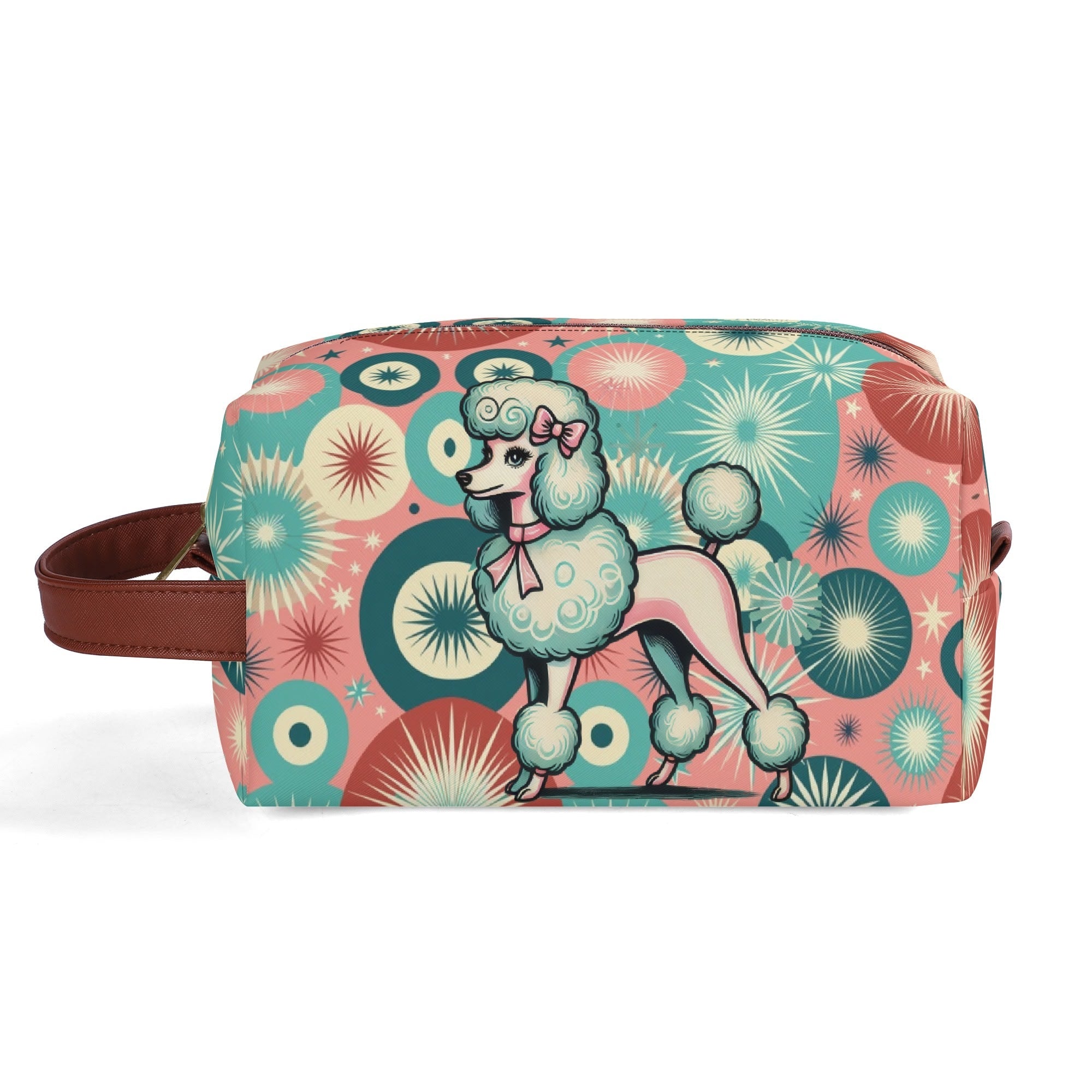 Kate McEnroe New York Kitschy Retro Poodle Mid Century Modern Toiletry Bag, 50s Kitsch Dopp Kit, Atomic Age Travel OrganizerCosmetic & Toiletry BagsW0ZGLQ2W - 1