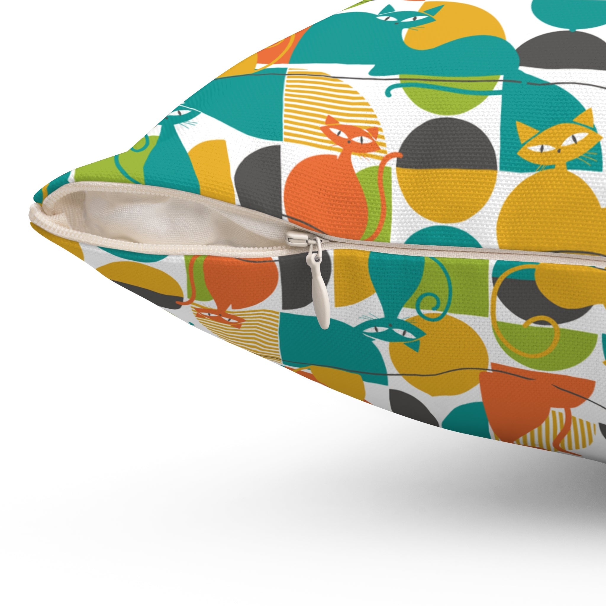 Kate McEnroe New York MCM Atomic Cat Retro Geometric Throw Pillow, 50s Mod CushionThrow Pillows15718828287161711903