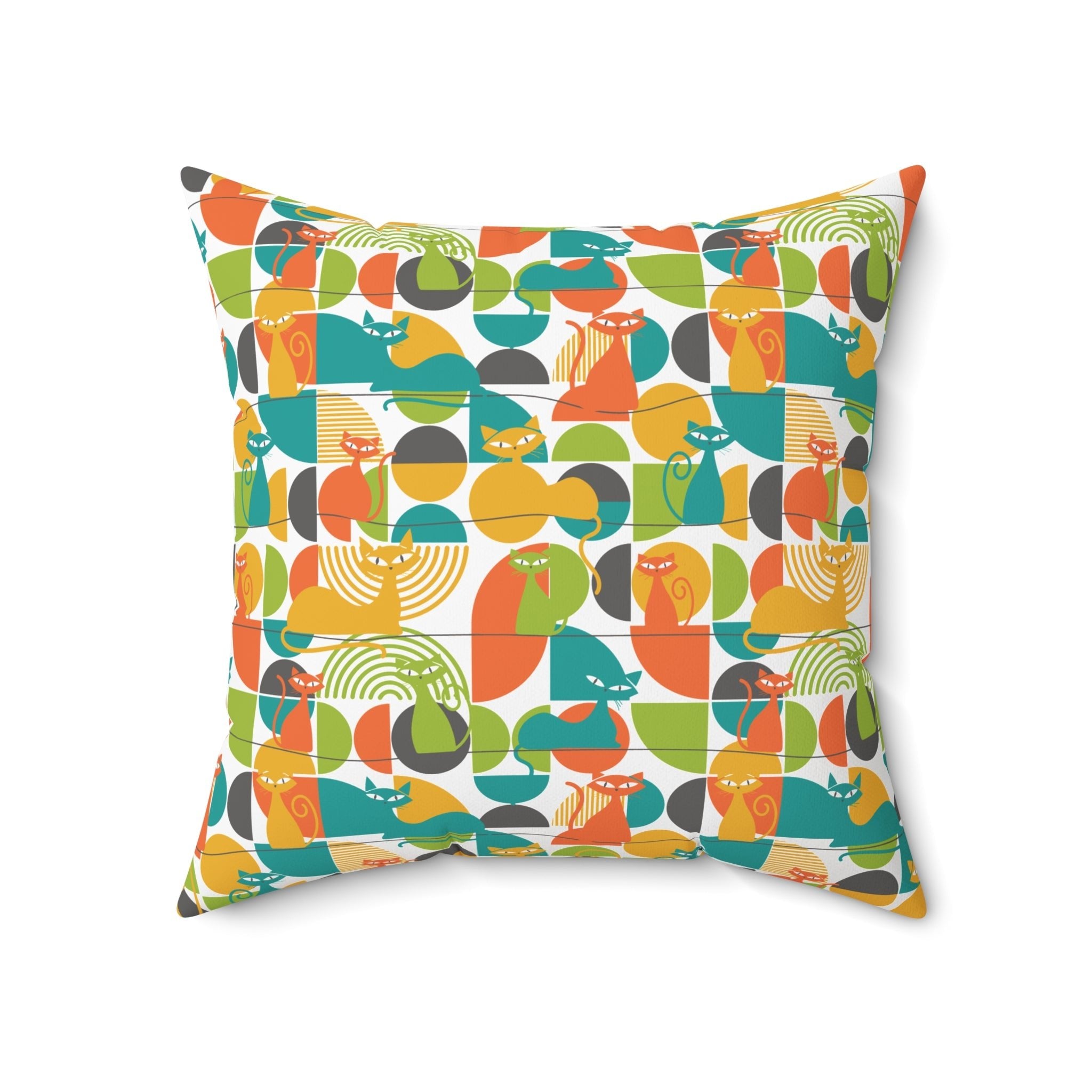 Kate McEnroe New York MCM Atomic Cat Retro Geometric Throw Pillow, 50s Mod CushionThrow Pillows15718828287161711903