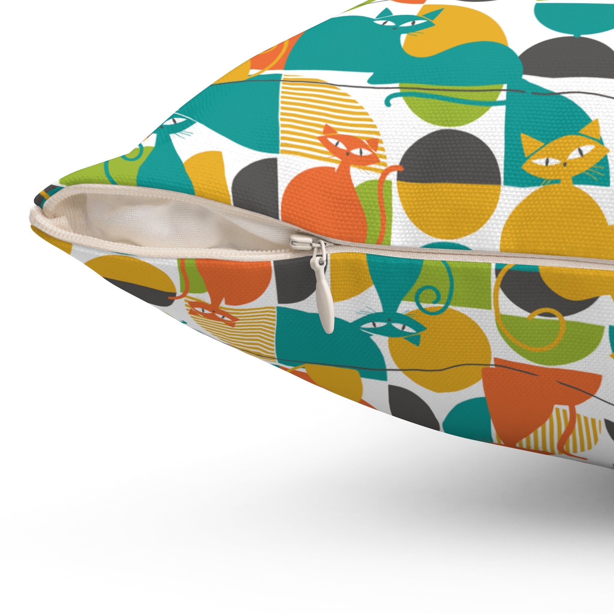 Kate McEnroe New York MCM Atomic Cat Retro Geometric Throw Pillow, 50s Mod CushionThrow Pillows19505167807994546690