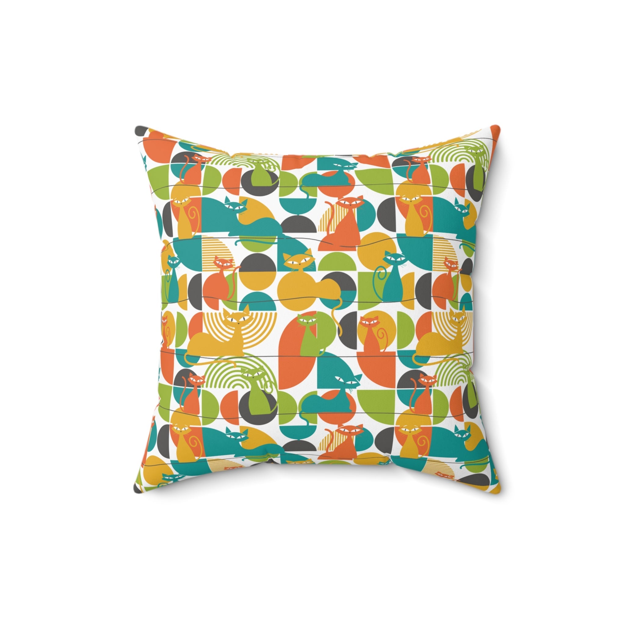 Kate McEnroe New York MCM Atomic Cat Retro Geometric Throw Pillow, 50s Mod CushionThrow Pillows19505167807994546690