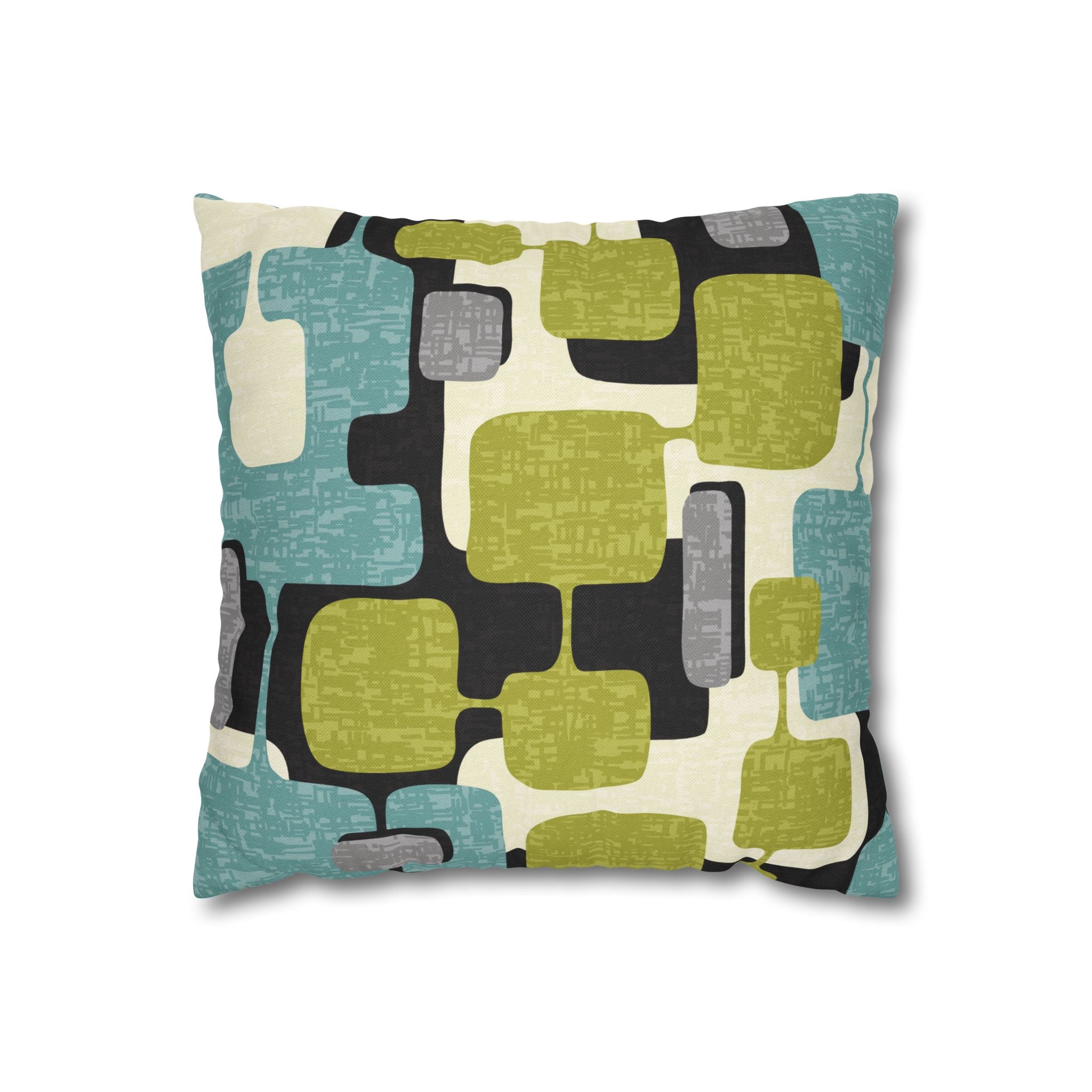 Kate McEnroe New York MCM Geometric Abstract Pillow Cover, Retro Mid Century Modern Teal & Lime Green Sofa AccentThrow Pillow Covers22920201337375303892