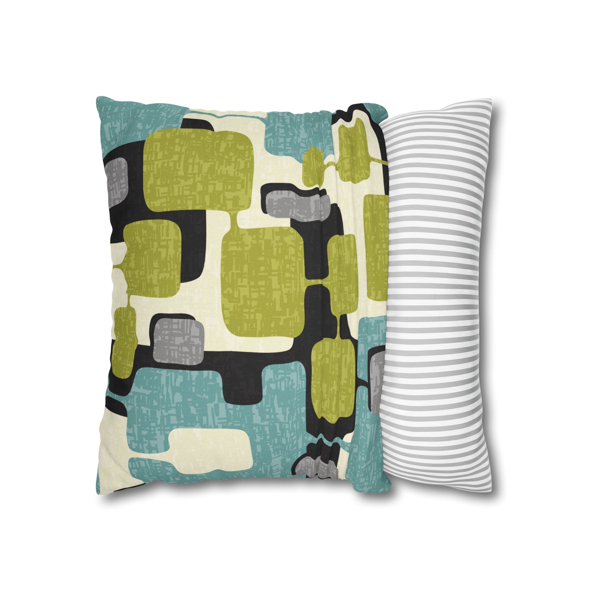 Kate McEnroe New York MCM Geometric Abstract Pillow Cover, Retro Mid Century Modern Teal & Lime Green Sofa AccentThrow Pillow Covers83559711935949514114