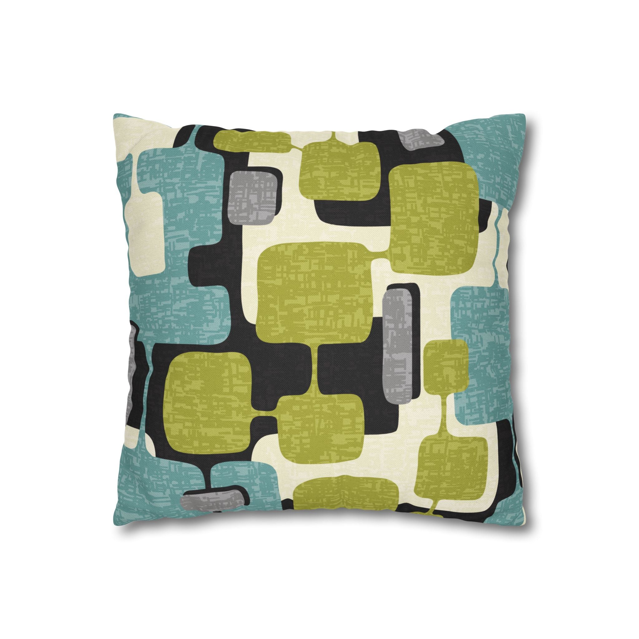 Kate McEnroe New York MCM Geometric Abstract Pillow Cover, Retro Mid Century Modern Teal & Lime Green Sofa AccentThrow Pillow Covers83559711935949514114