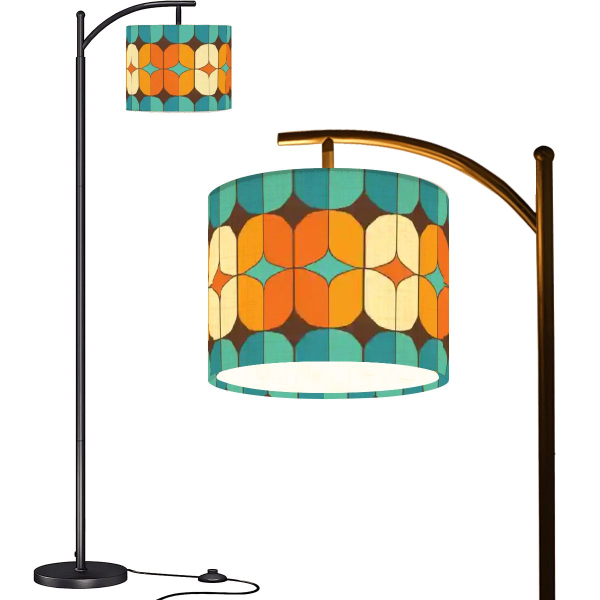 Kate McEnroe New York MCM Geometric Retro Teal Orange Arc Floor LampFloor LampseqfBNWgtwf