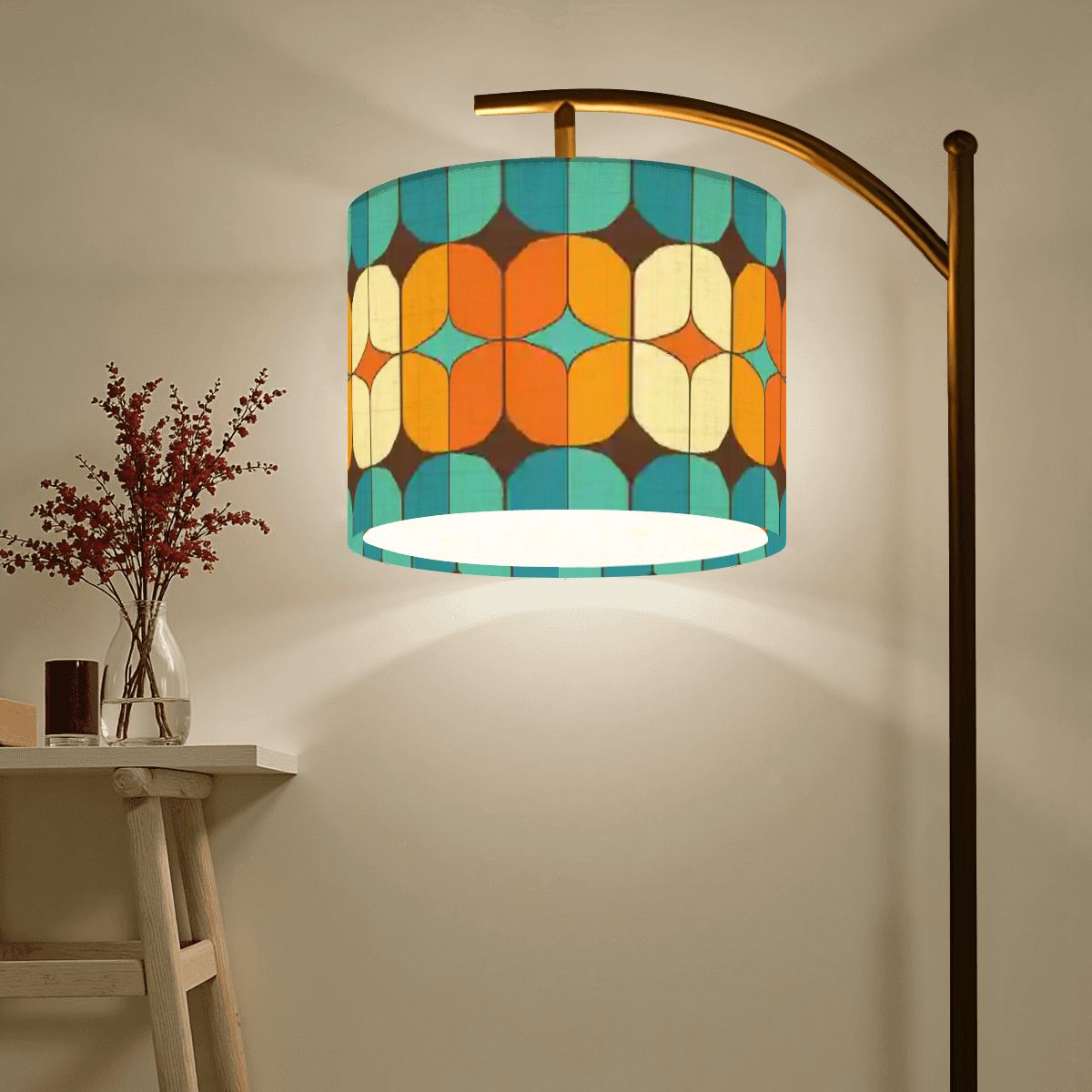 Kate McEnroe New York MCM Geometric Retro Teal Orange Arc Floor LampFloor LampseqfBNWgtwf