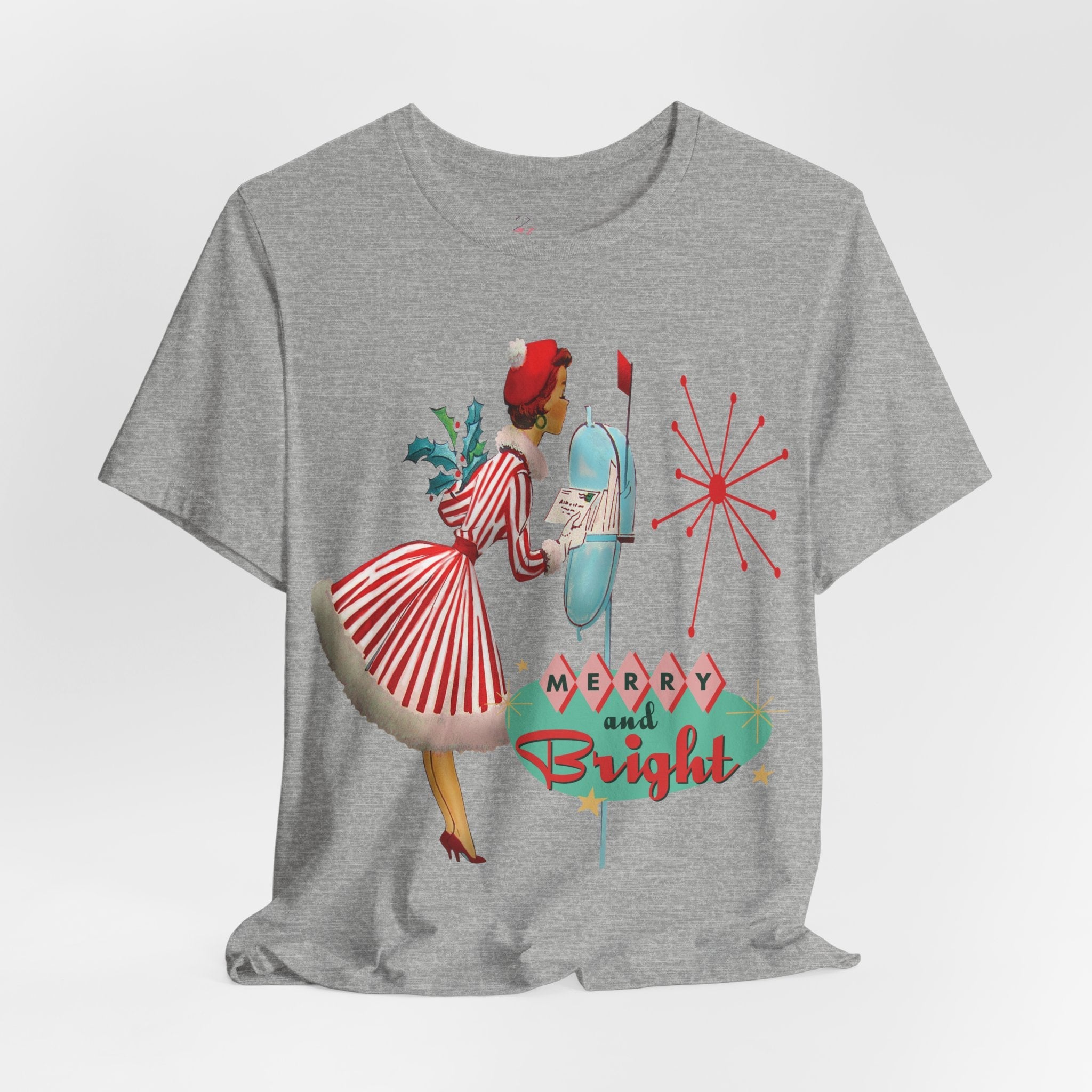 Kate McEnroe New York Merry and Bright Retro 50s Kitsch Christmas T-Shirt, Mid Century Modern Holiday Apparel, Vintage Christmas Card Art TeeT-Shirt18071629829534035142