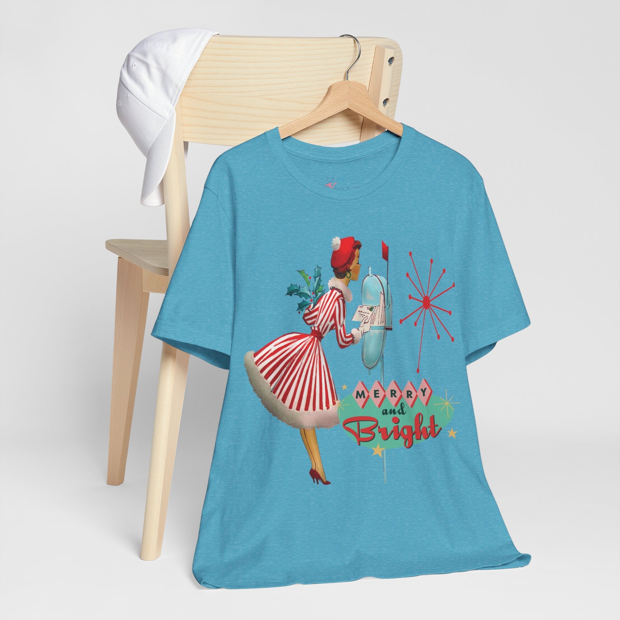 Kate McEnroe New York Merry and Bright Retro 50s Kitsch Christmas T-Shirt, Mid Century Modern Holiday Apparel, Vintage Christmas Card Art TeeT-Shirt30894224158929110839