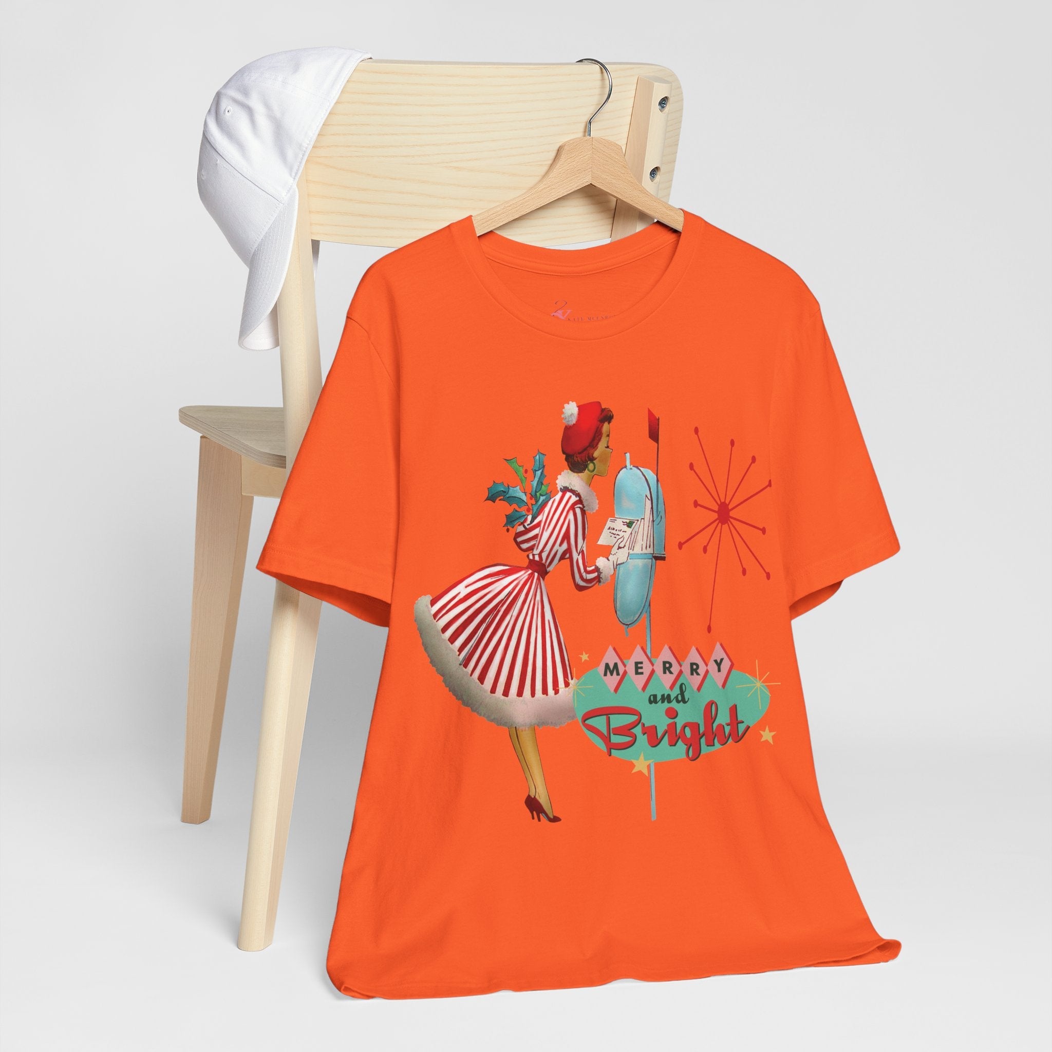 Kate McEnroe New York Merry and Bright Retro 50s Kitsch Christmas T-Shirt, Mid Century Modern Holiday Apparel, Vintage Christmas Card Art TeeT-Shirt96692155551110578734