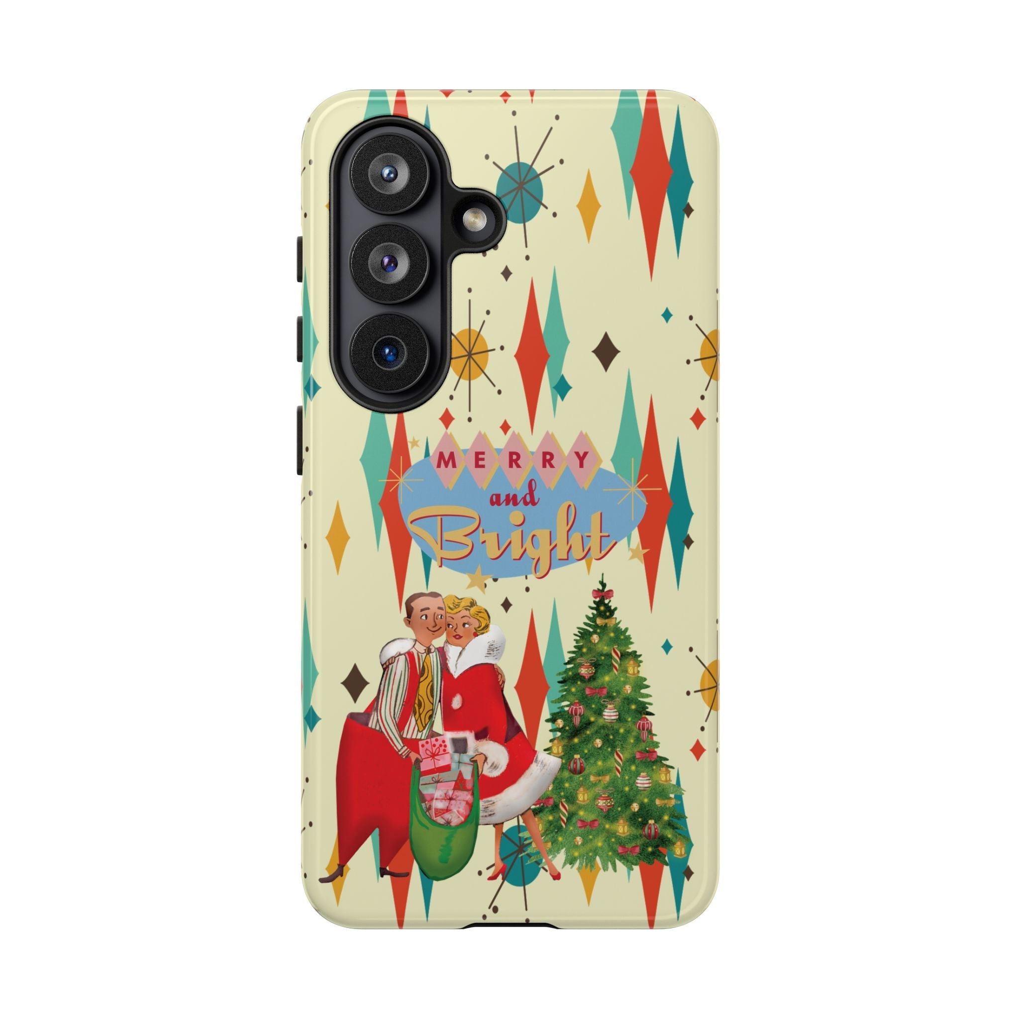 Kate McEnroe New York Merry and Bright Retro Christmas iPhone Case, 1950s Kitsch Mid Century Modern Holiday Cover, Atomic Starburst Vintage Phone AccessoryPhone Cases65341816942818317374