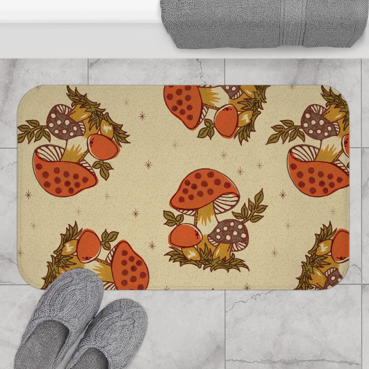 Kate McEnroe New York Merry Mushroom Bath Mat, Retro 70s Bathroom Rug, Mid Century Modern Funky Mushroom Floor MatBath Mats18771992915282078209