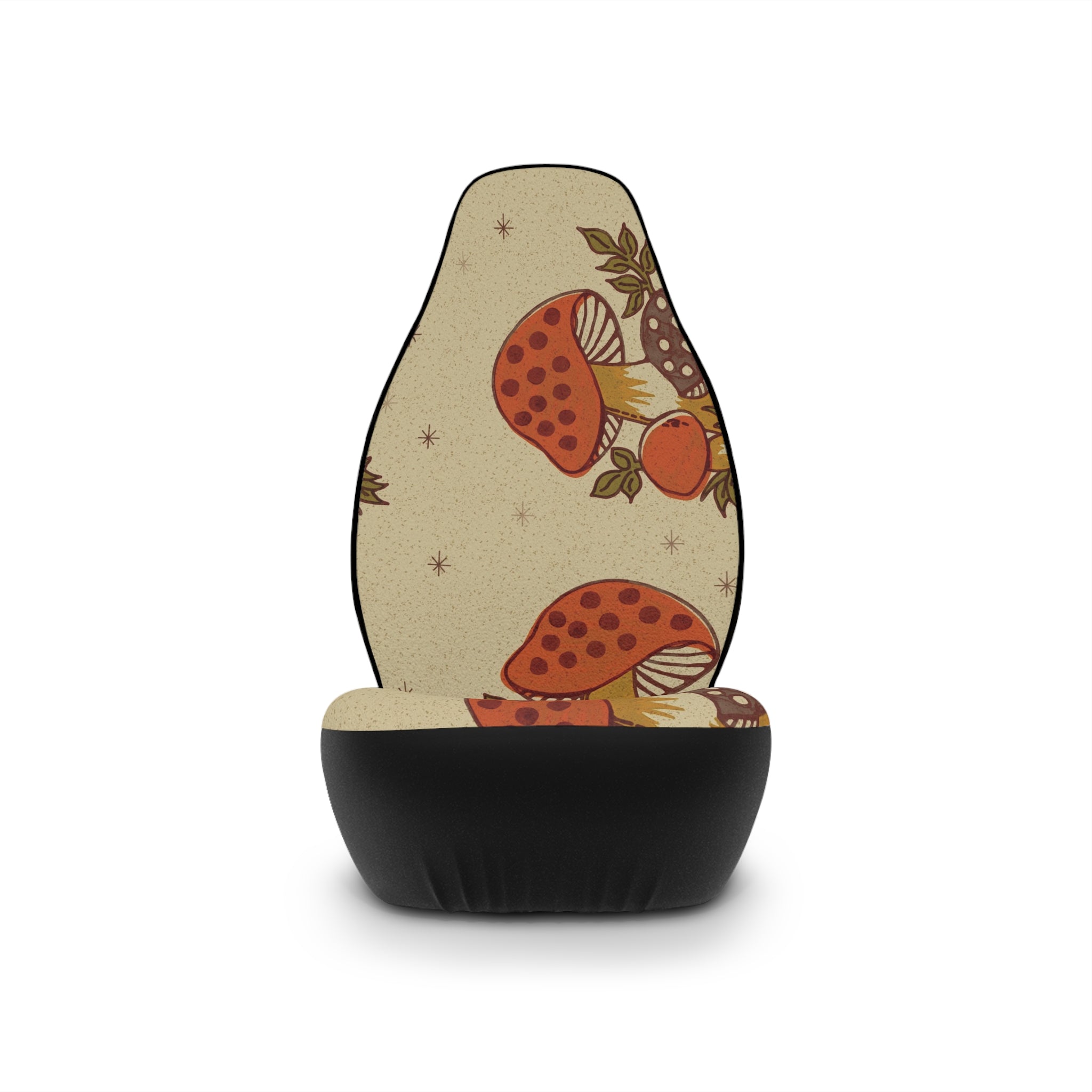 Kate McEnroe New York Merry Mushroom Car Seat Covers, Retro Boho Cottagecore Car Decor, 70s Vintage Botanical Print Vehicle AccessoriesCar Seat Covers40284862107130310502