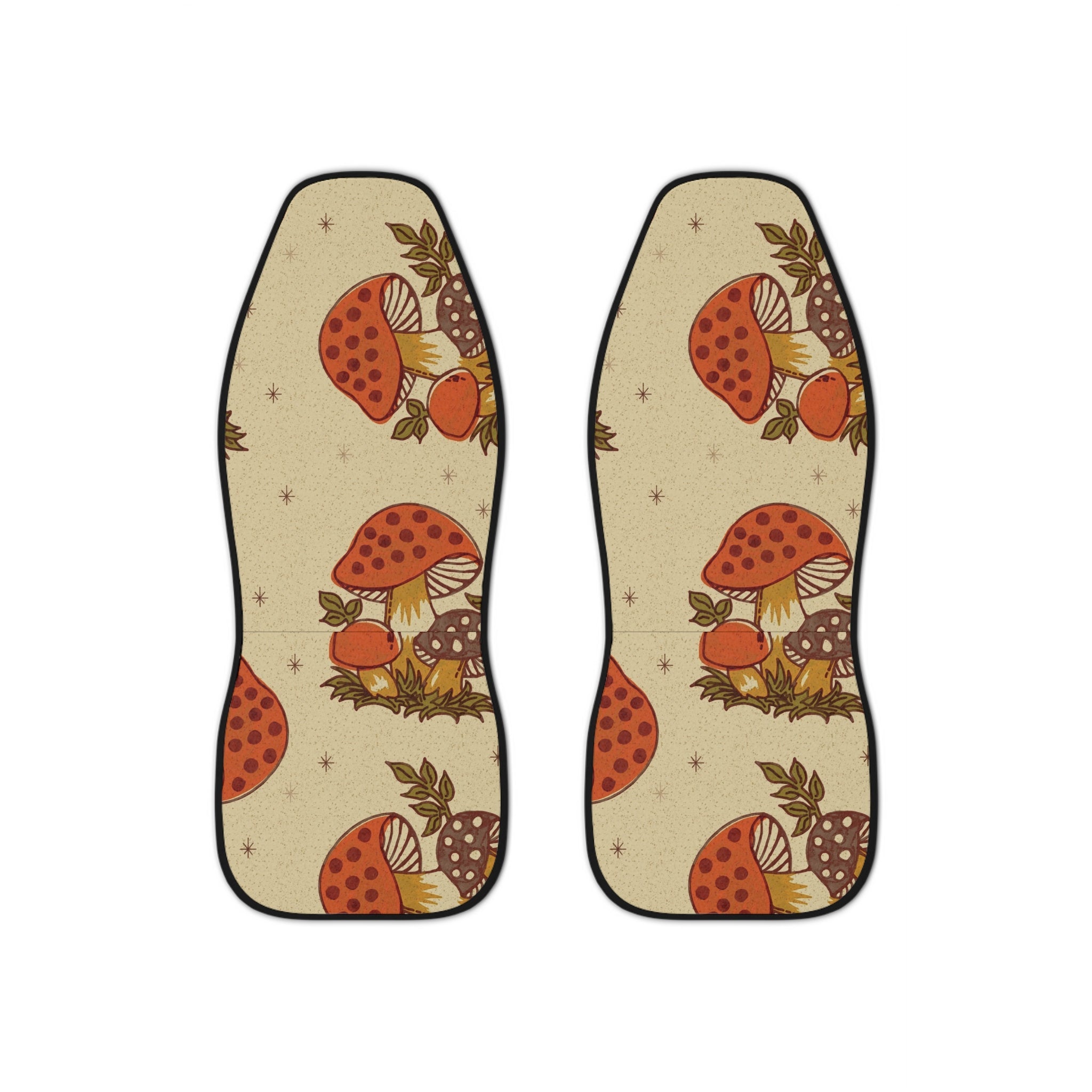 Kate McEnroe New York Merry Mushroom Car Seat Covers, Retro Boho Cottagecore Car Decor, 70s Vintage Botanical Print Vehicle AccessoriesCar Seat Covers40284862107130310502