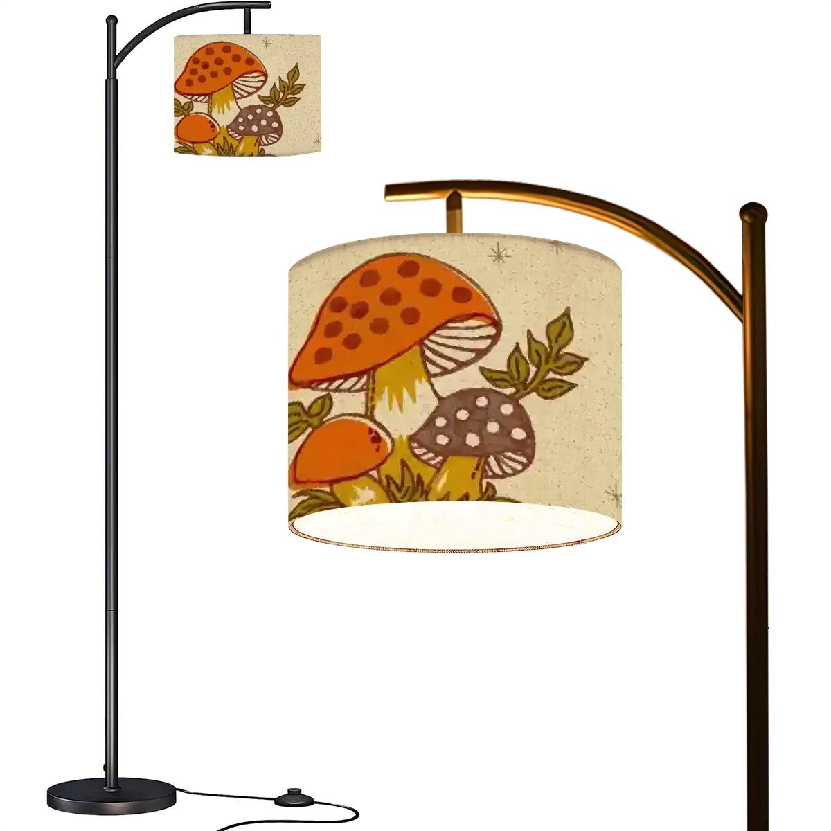 Kate McEnroe New York Merry Mushroom Cottagecore Floor Lamp, Mid Century Modern Retro 70s Boho, Vintage Arc Accent LightingFloor Lamps3jpgHbwu7W