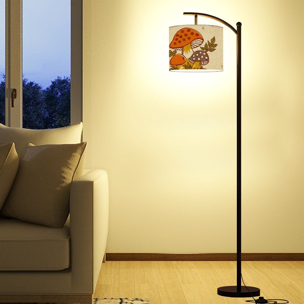Kate McEnroe New York Merry Mushroom Cottagecore Floor Lamp, Mid Century Modern Retro 70s Boho, Vintage Arc Accent LightingFloor Lamps3jpgHbwu7W