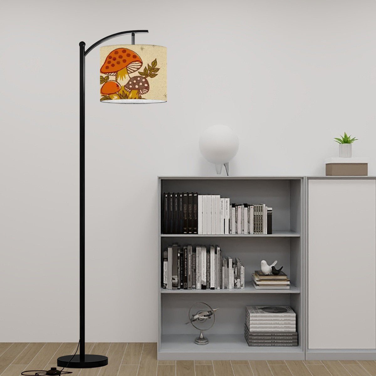 Kate McEnroe New York Merry Mushroom Cottagecore Floor Lamp, Mid Century Modern Retro 70s Boho, Vintage Arc Accent LightingFloor Lamps3jpgHbwu7W