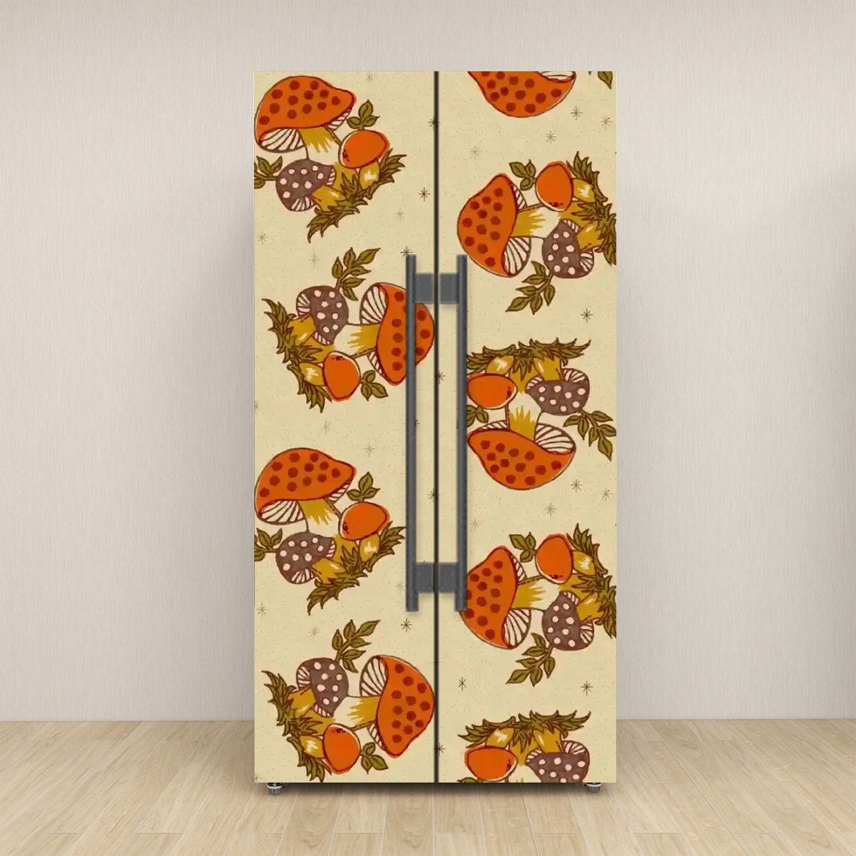 Kate McEnroe New York Merry Mushroom Cottagecore Retro Refrigerator Wrap, Mid Century Modern 70s DecorRefrigerator WrapsO6bYmuj6Sj