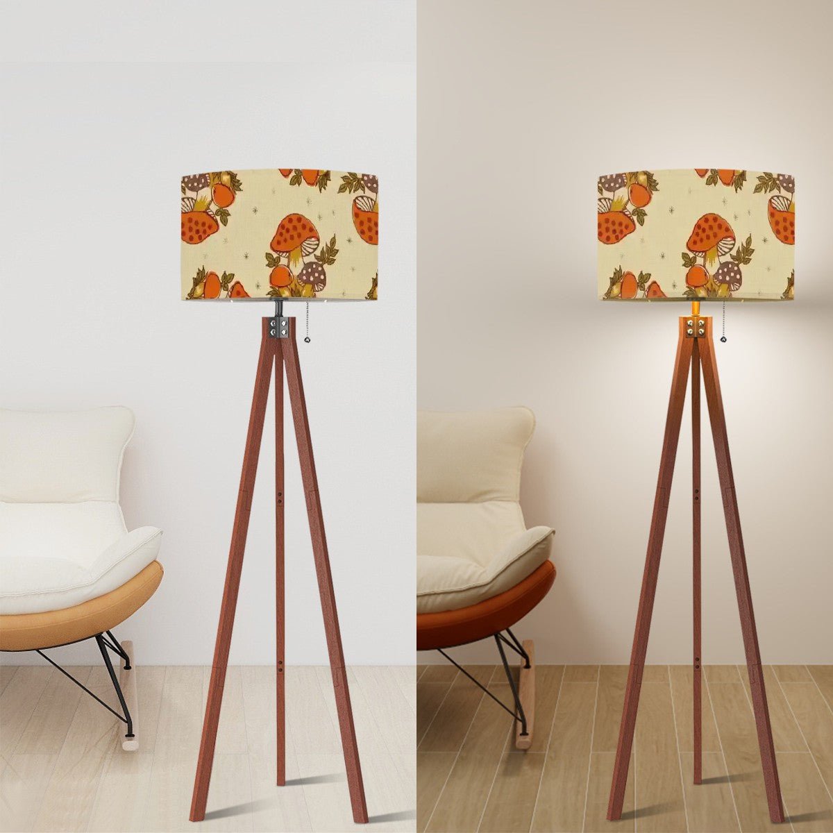 Kate McEnroe New York Merry Mushroom Cottagecore Tripod Floor Lamp, Retro 70s Groovy Lighting, Mid Century Modern Hippie Decor AccentFloor LampsqSBwOzvEWF