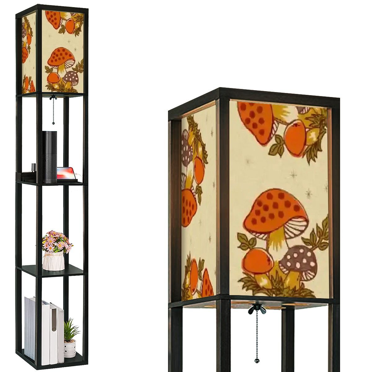 Kate McEnroe New York Merry Mushroom Floor Lamp with Shelves, Retro 70s Mushroom Decor, Mid Century Modern Cottagecore LightingShelf LightinggQTnH9BOvM