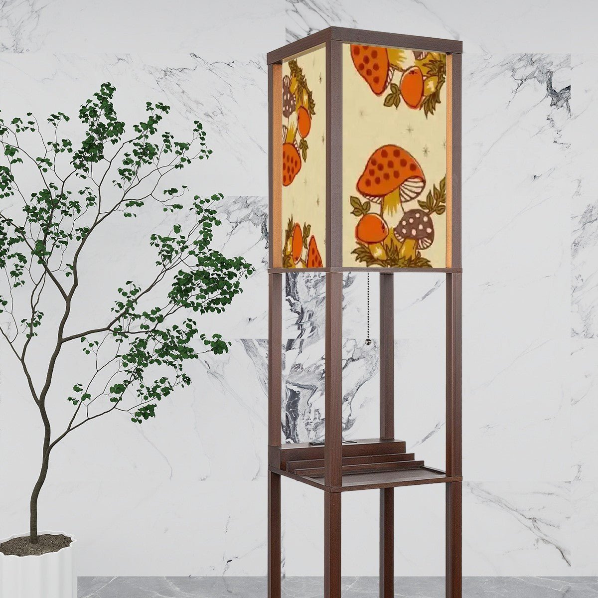 Kate McEnroe New York Merry Mushroom Floor Lamp with Shelves, Retro 70s Mushroom Decor, Mid Century Modern Cottagecore LightingShelf LightinggQTnH9BOvM