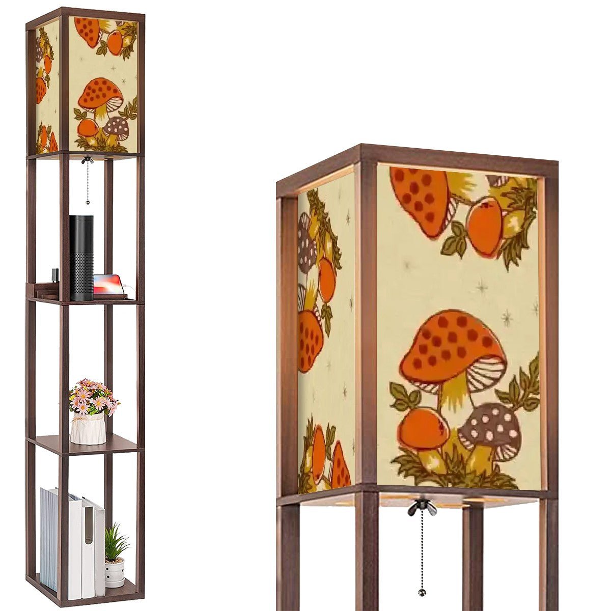 Kate McEnroe New York Merry Mushroom Floor Lamp with Shelves, Retro 70s Mushroom Decor, Mid Century Modern Cottagecore LightingShelf LightingTUq51fhmEO