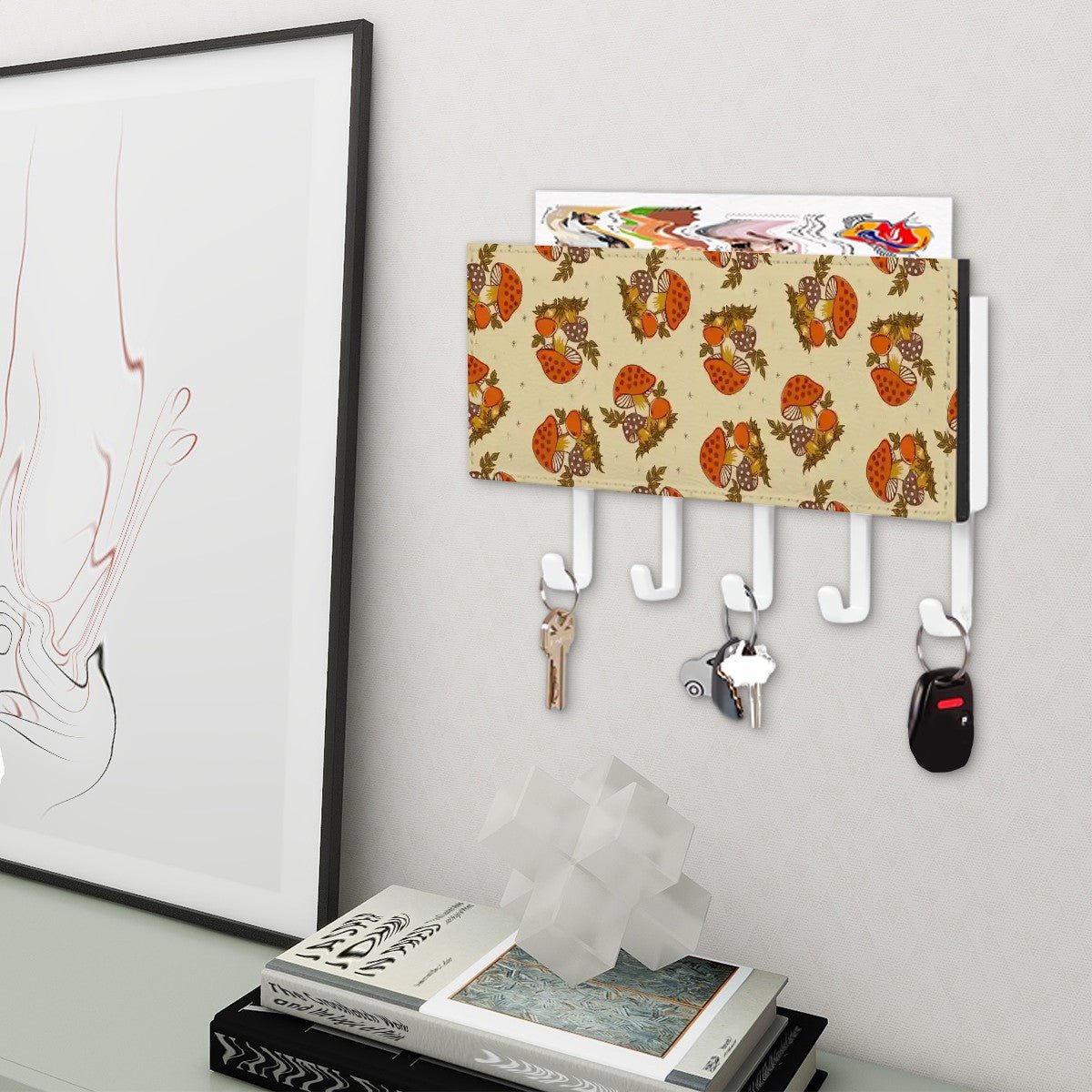 Kate McEnroe New York Merry Mushroom Key Holder, Retro 70s Wall Mount Organizer, Vintage Cottagecore Entryway HooksKey Holder Wall Mount4RVbMdxuZW