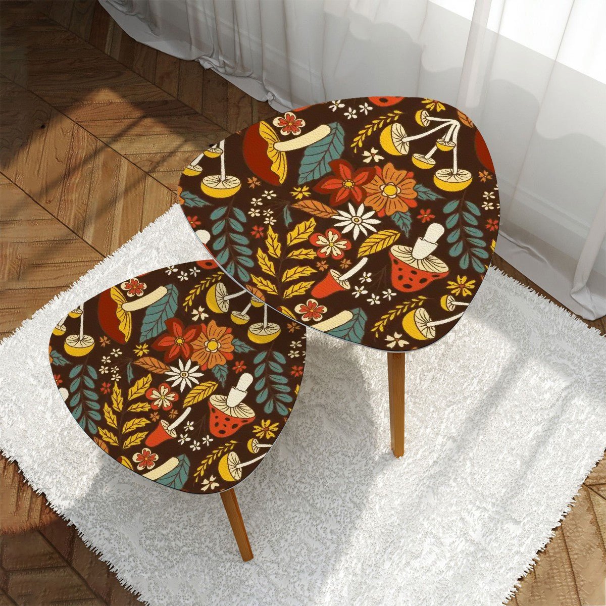 Kate McEnroe New York Merry Mushroom Nesting Tables, Mid Mod Floral Kitsch Accent FurnitureNesting Tablesy4e2sOtVBd