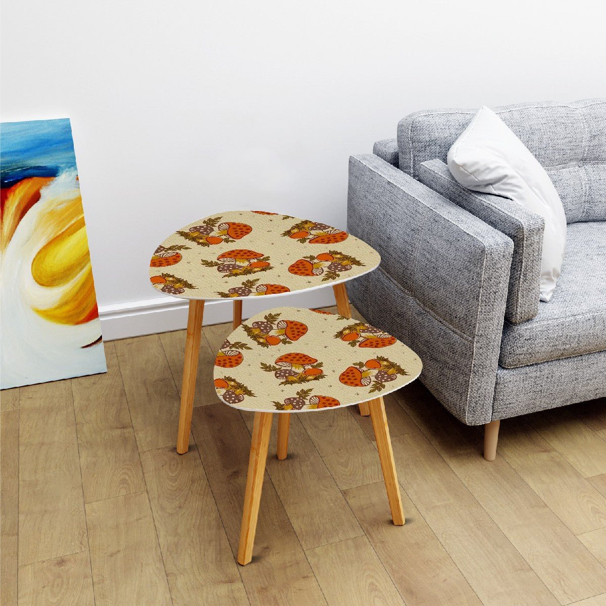 Kate McEnroe New York Merry Mushroom Nesting Tables, Retro Mid Century Modern Table Set, Vintage Boho Furniture AccentNesting TableskyUMn99y54