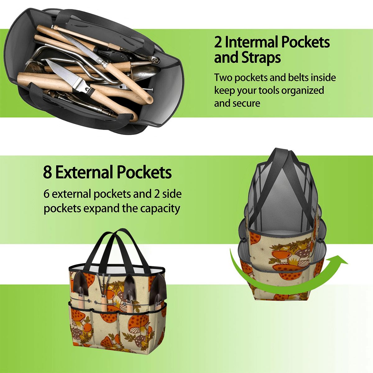 Kate McEnroe New York Merry Mushroom Retro 70s Kitschy Garden Tool Bag OrganizerGarden Tool BagrnV8EUQMic