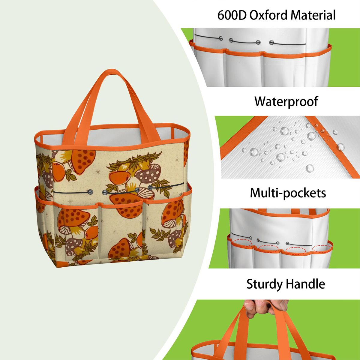 Kate McEnroe New York Merry Mushroom Retro 70s Kitschy Garden Tool Bag OrganizerGarden Tool BagSUWo6X7GMf