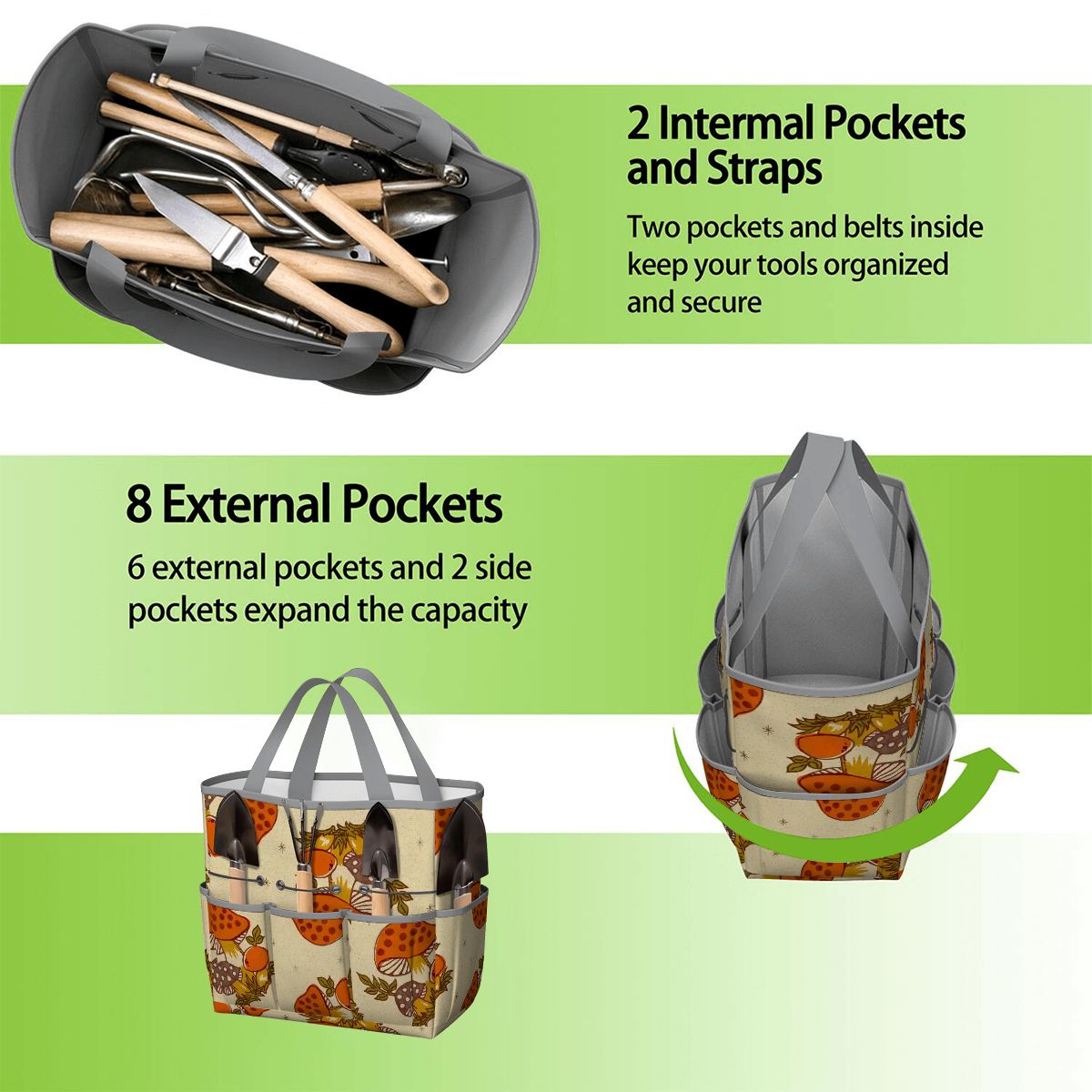 Kate McEnroe New York Merry Mushroom Retro 70s Kitschy Garden Tool Bag OrganizerGarden Tool BagSUWo6X7GMf