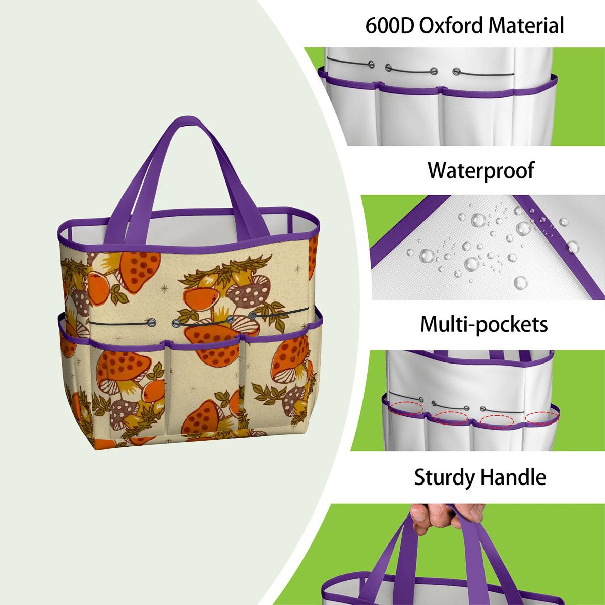 Kate McEnroe New York Merry Mushroom Retro 70s Kitschy Garden Tool Bag OrganizerGarden Tool BagSUWo6X7GMf