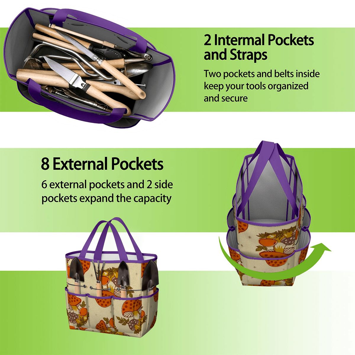 Kate McEnroe New York Merry Mushroom Retro 70s Kitschy Garden Tool Bag OrganizerGarden Tool BagSUWo6X7GMf