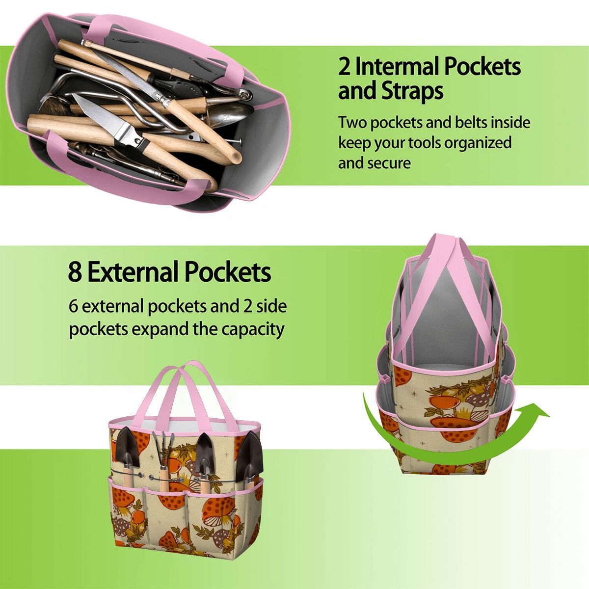 Kate McEnroe New York Merry Mushroom Retro 70s Kitschy Garden Tool Bag OrganizerGarden Tool BagSUWo6X7GMf