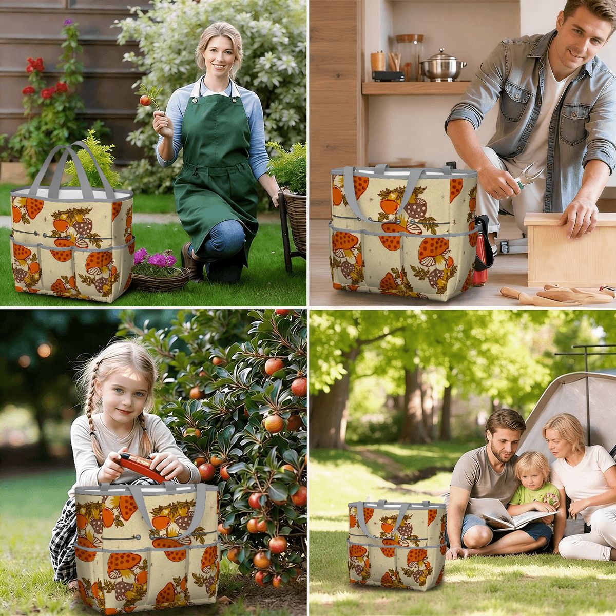 Kate McEnroe New York Merry Mushroom Retro 70s Kitschy Garden Tool Bag OrganizerGarden Tool BagSUWo6X7GMf
