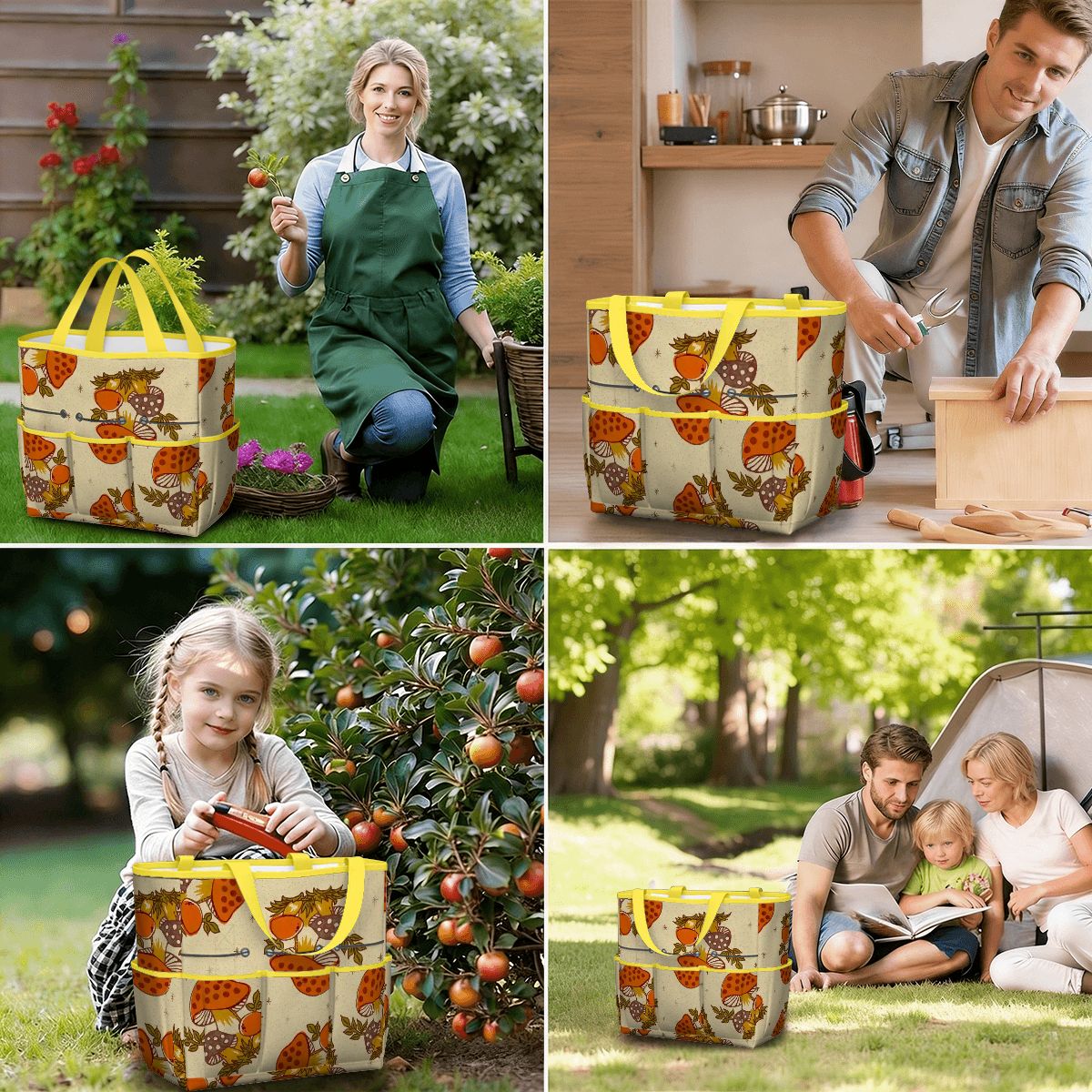Kate McEnroe New York Merry Mushroom Retro 70s Kitschy Garden Tool Bag OrganizerGarden Tool BagSUWo6X7GMf