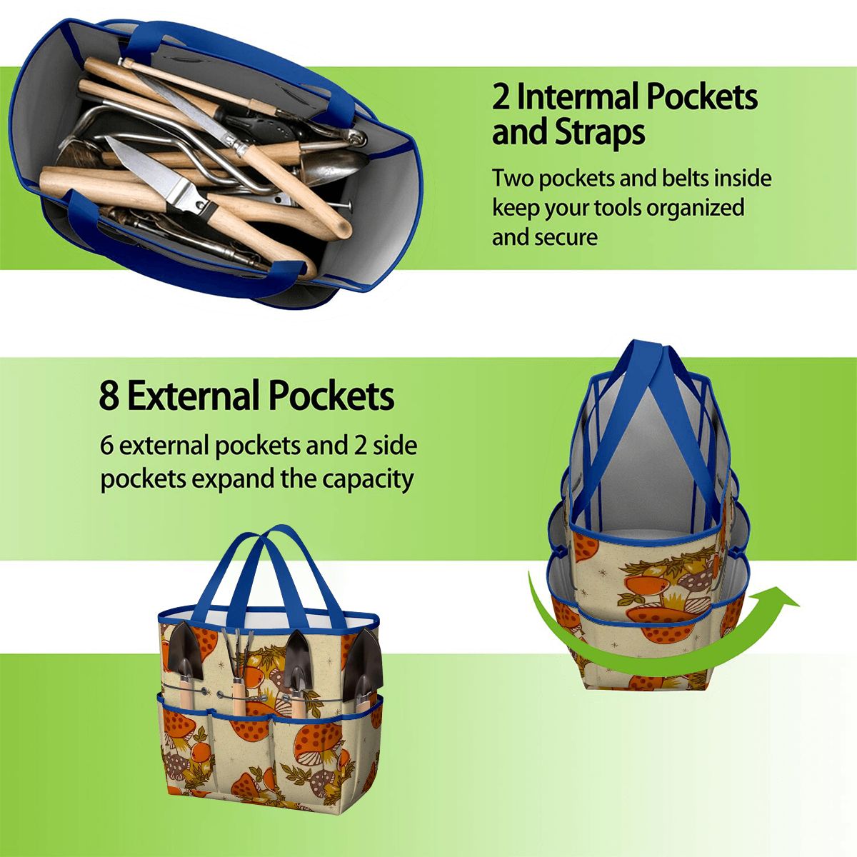 Kate McEnroe New York Merry Mushroom Retro 70s Kitschy Garden Tool Bag OrganizerGarden Tool BagSUWo6X7GMf