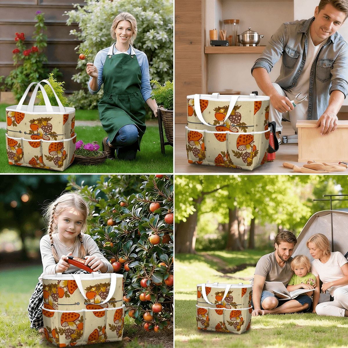 Kate McEnroe New York Merry Mushroom Retro 70s Kitschy Garden Tool Bag OrganizerGarden Tool BagSUWo6X7GMf
